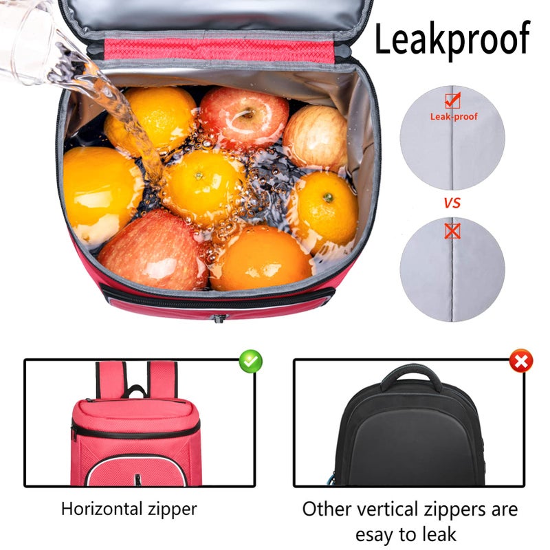 FORICH Soft Cooler Backpack Insulated Waterproof Cooler Bag Leak Proof Portable Backpacks to Work Lunch Travel Beach Camping Hiking Picnic Fishing Beer for Men Women (Watermelon Red) - Image 2